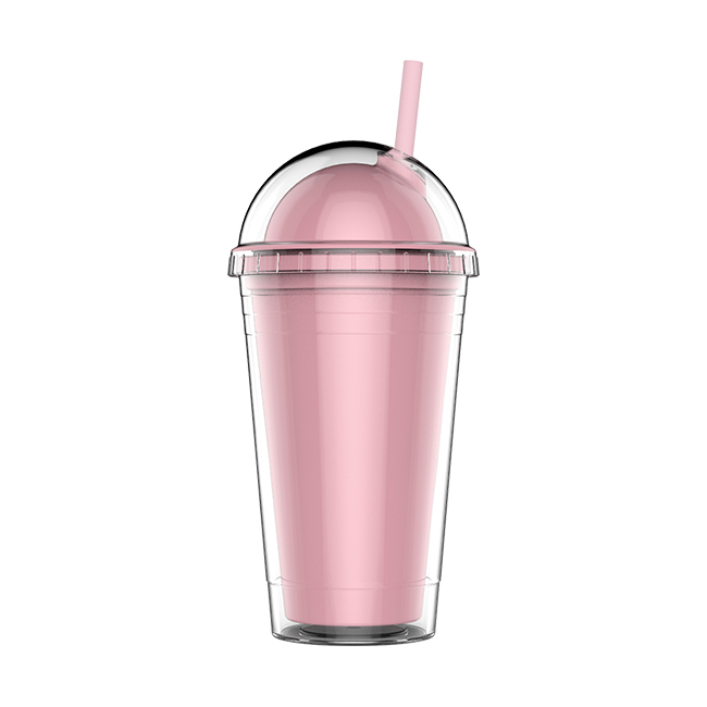 Custom logo 16oz Clear Reusable Cup Colored Double Wall Acrylic Plastic Tumblers with Lid and Straw