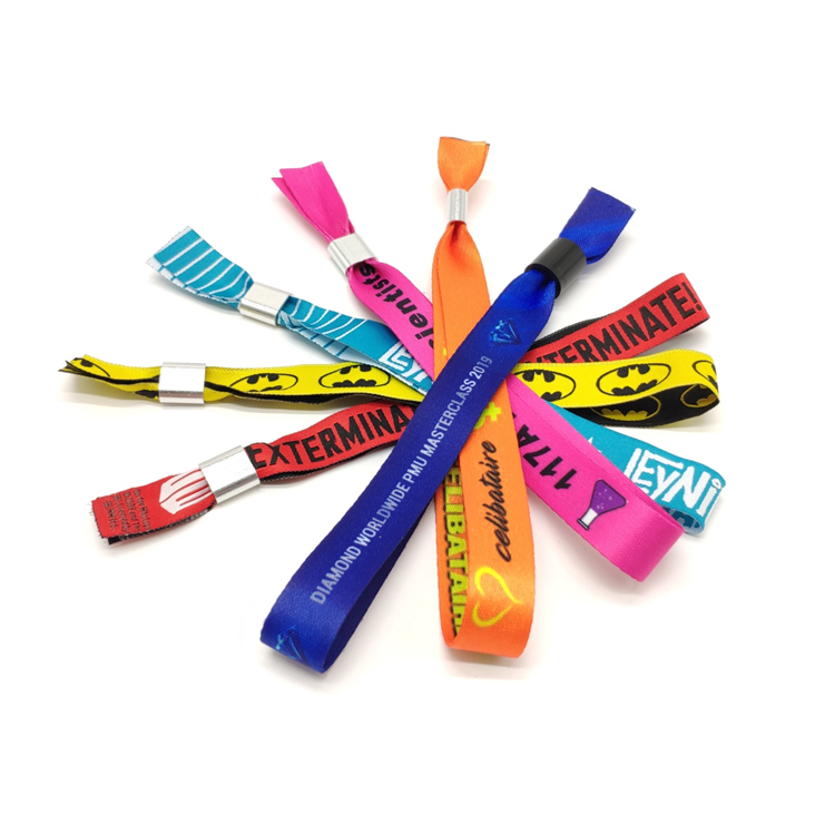 Wholesale custom promotional gifts printed design your own logo cheap woven wristband for events