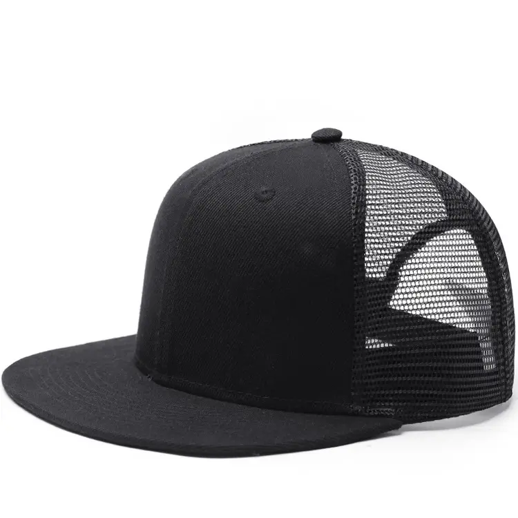 Customised Snapback Caps Plain Wholesale Simple Design Mesh Back Flat Bill Trucker Hats