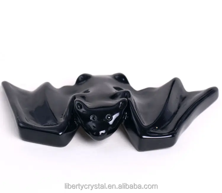 Wholesale Natural Black Obsidian Crystal Carved Bats