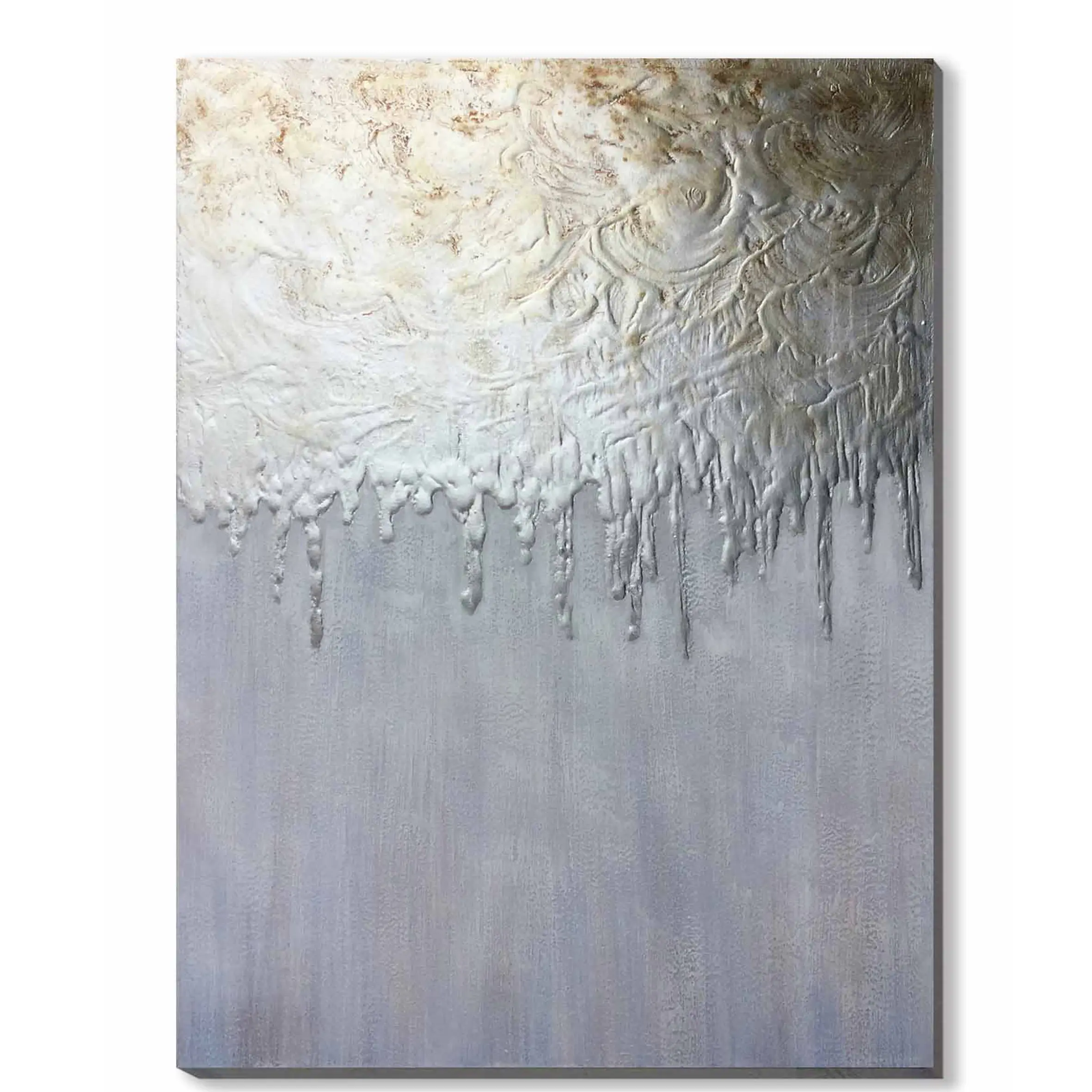 Abstract Custom Modern art Grey Champagne Overflow Oil Painting Handpainted Stretched