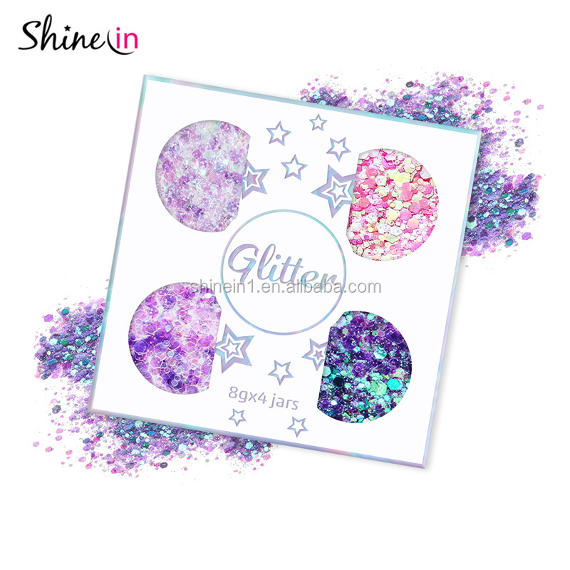 Shinein волосы, глаза, ногти, блеск, фиолетовый, крупный блеск, косметика, голографический блеск для тела и лица