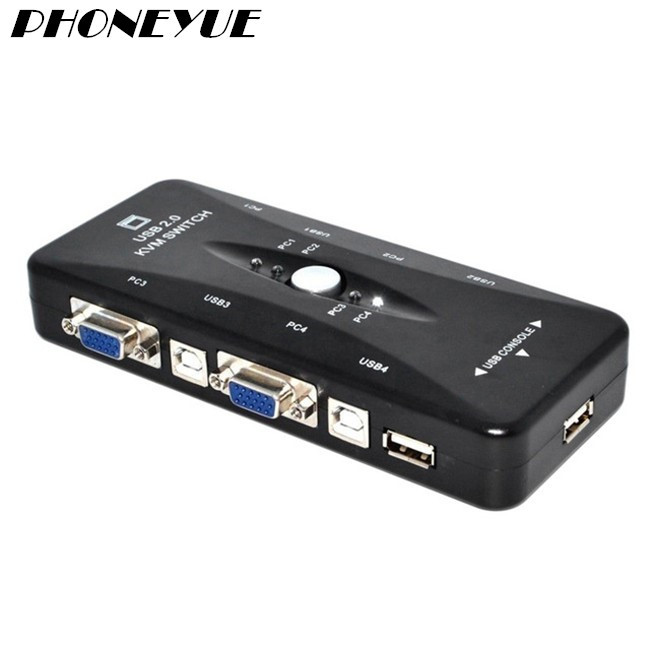 4 порта USB 2,0 KVM переключатель VGA/SVGA разделитель коробка концентратор переключатель адаптер 1920X1440 подключение принтера клавиатуры мыши монитора