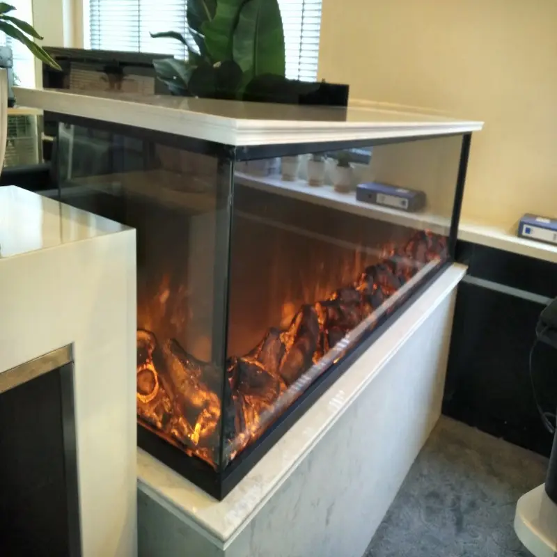 3 sided cold rolled steel electric fireplace that room remote heater with glass panel