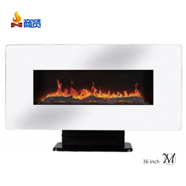 Fireplace Remote Sunshine 36 Inch Flat Front White Stainless Frame W/ Log Pebble Crystal And Remote Wall Mounted Fireplace Electric