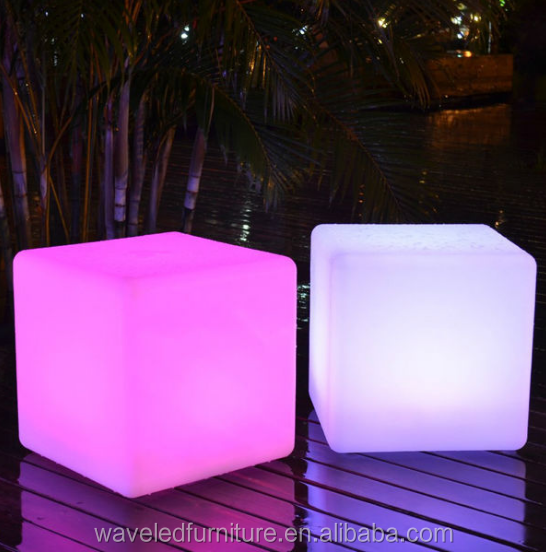 Горячая Распродажа водонепроницаемый пластиковый акриловый rgb Открытый пульт дистанционного управления с подсветкой стул со светодиодной лампой 40 см высота в положении сидя куб