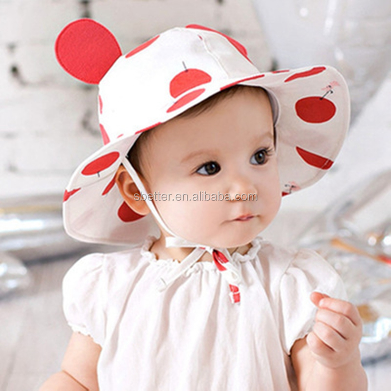 2020 Baby Summer Cap Baby Big Basin Sun Bucket Hat Polka dot ear fisherman Child Spring hat