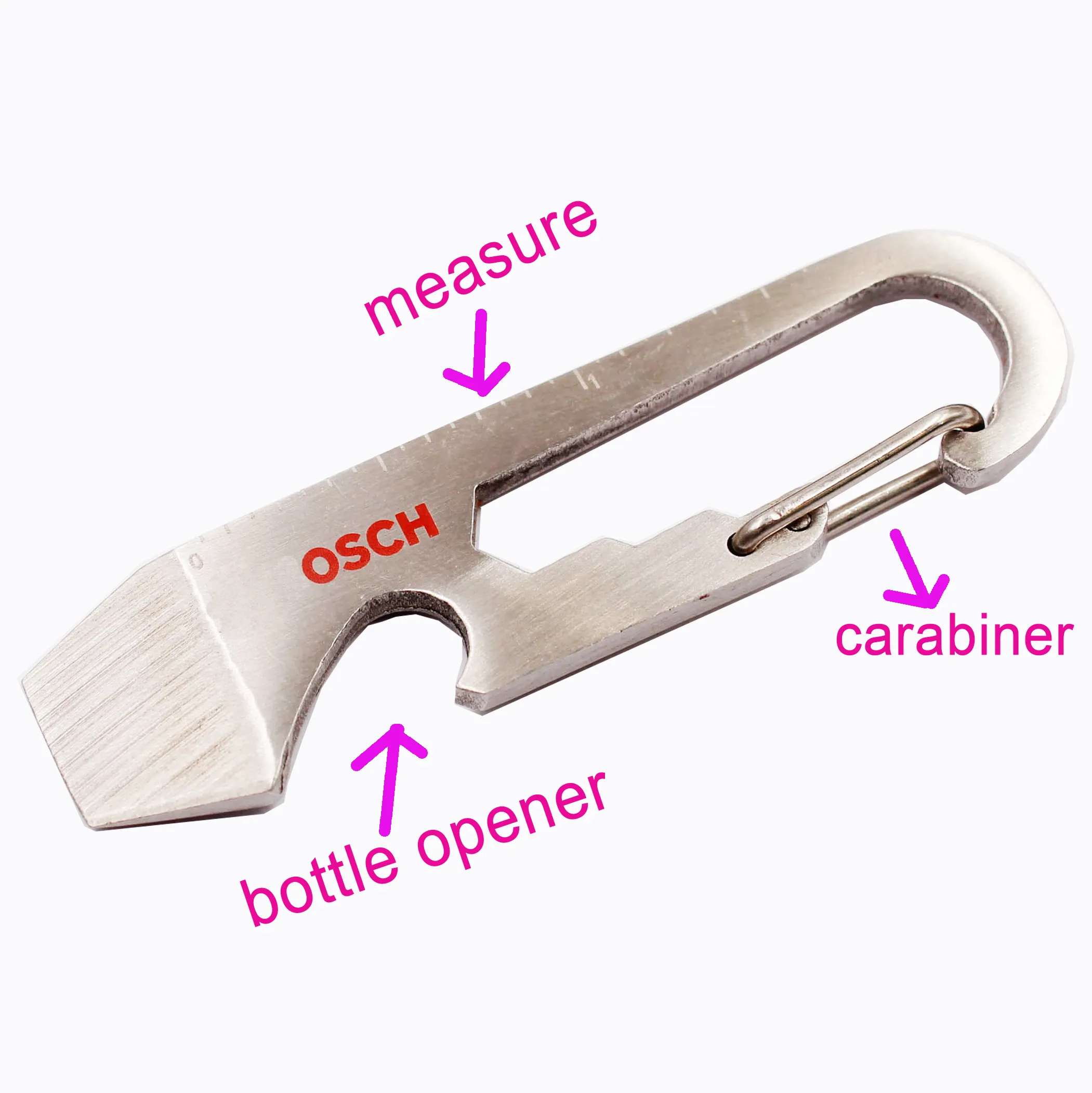 pocket multitools carabiner key chain with flat-head screwdriver Ruler measuring bottle opener 3 sizes hex wrenches