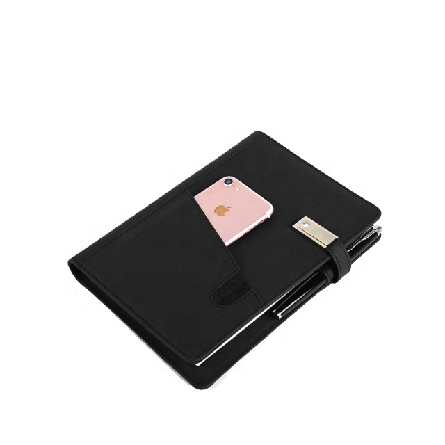 A5 PU кожаный Многофункциональный органайзер для переплетения колец Usb молочный блокнот внешний аккумулятор