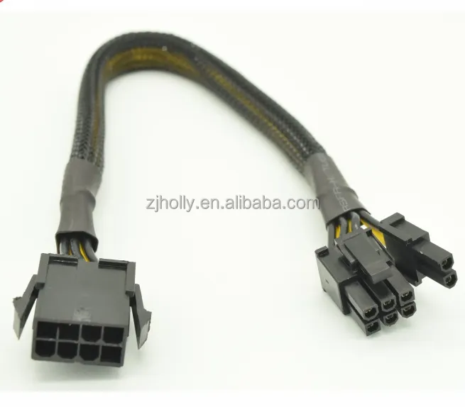 PCIE 16awg cable woven mesh pci-e cable Power extension cord Pcie 8 pin Female to 6+2 pin male with woven mesh