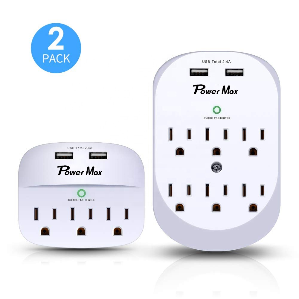 3-OuSurge протектор, мульти штепсельная розетка удлинитель питания с 2 USB настенное зарядное устройство (Smart 2.4A), 490 джоулей, cETL перечислен