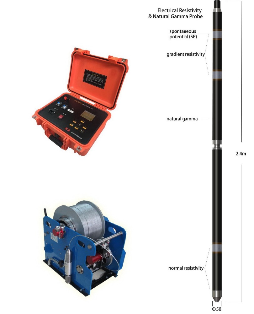 well/borehole logging system for geolophysical and hydrology