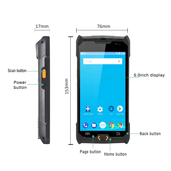5 inch Touch Screen Inventory Handheld Rugged Android PDA With Barcode Scanner C50