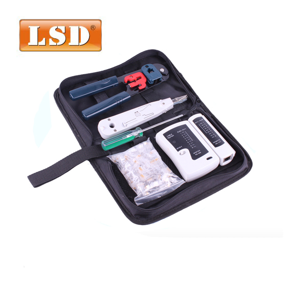 RJ45 network tool kit LS-K208M including network cable tester Crystal heads and punch down tool pc repair set network tool