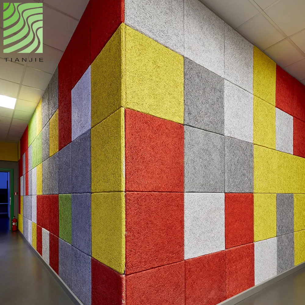 Wood Wool Panel Tianjie Acoustic Panels Factory Pet Felt Sound Absorbing Wood Wool Lightweight Ceiling Acoustic Panels