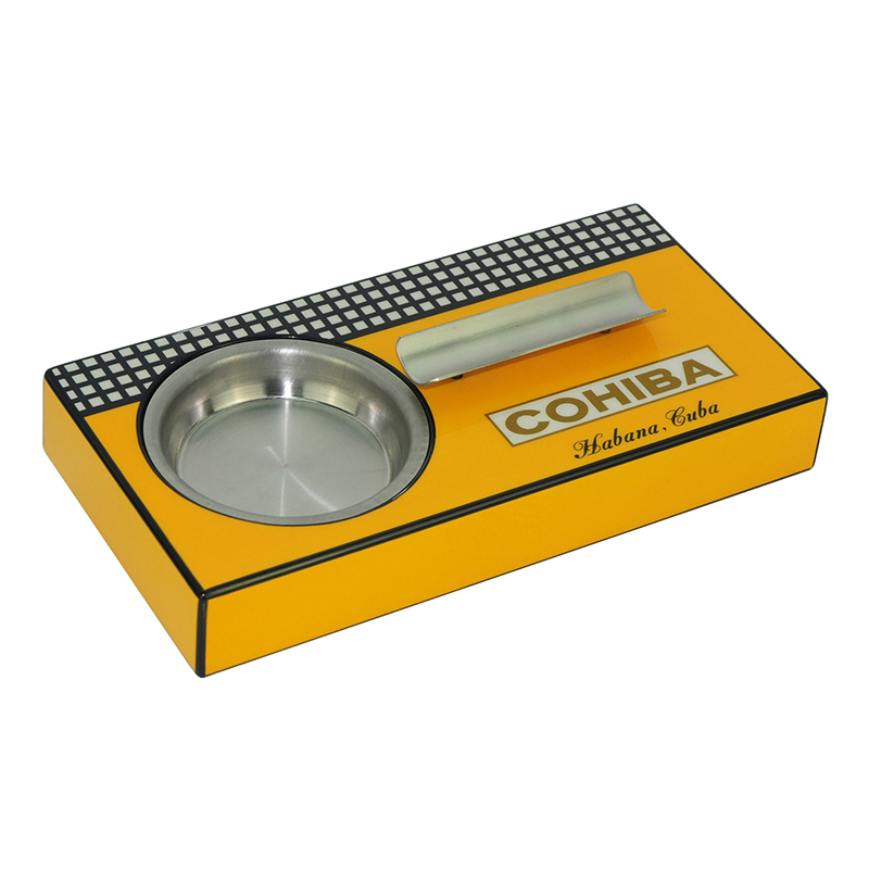 Желтый Cohiba деревянный сигары пепельница из нержавеющей стали лоток
