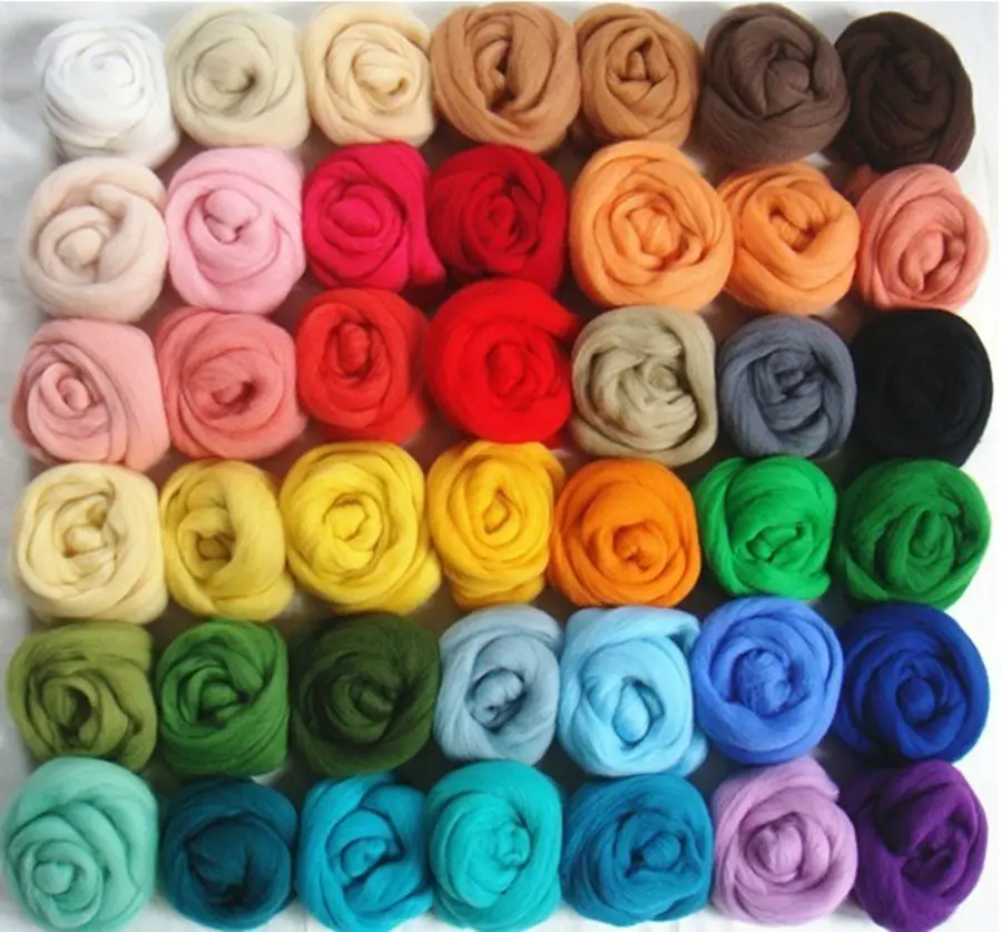 100 colors Cheap wholesale fancy cone super chunky giant merino thick fabric felt 100% undyed hand knitting wool roving yarn