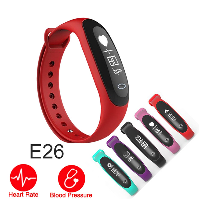 Heart Rate Blood Pressure Monitor for IOS Android Fitness Tracker Pedometer Sleep Tracker Sport Band Smart Bracelet E26