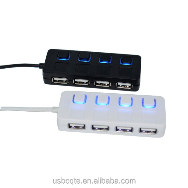 Прямой с фабрики Мини Портативный 4-портовый usb 2,0 концентратор с индивидуальными переключателями питания USB 2,0 разветвитель