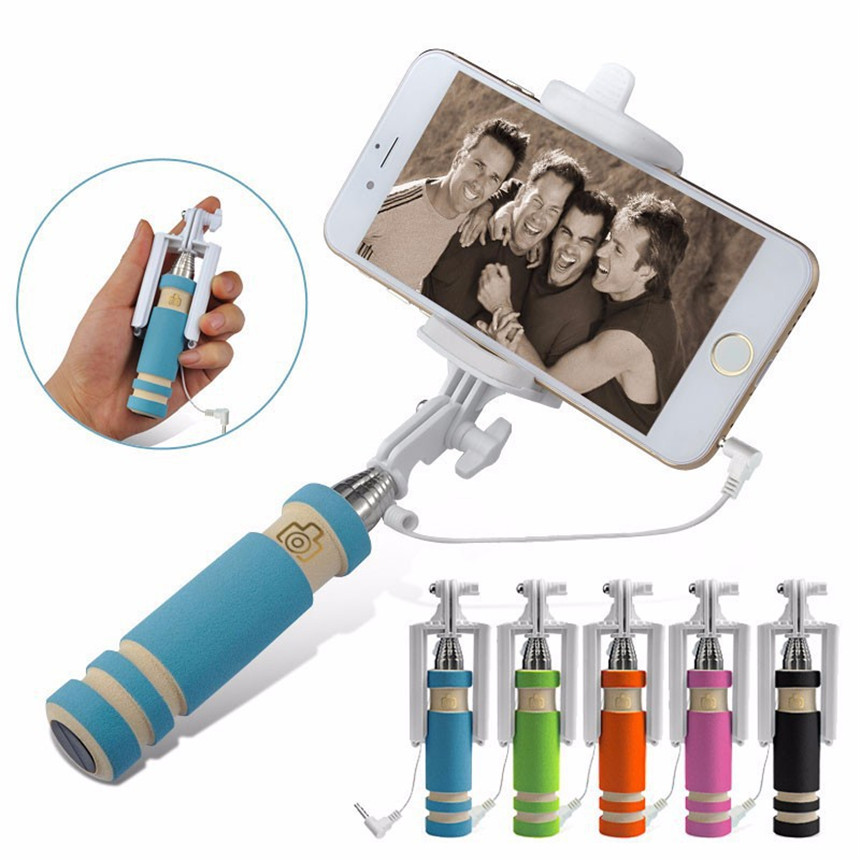Professional Portable mini monopod selfie stick for iphone samsung Handheld Wired 60mm Selfie Stick Accessory
