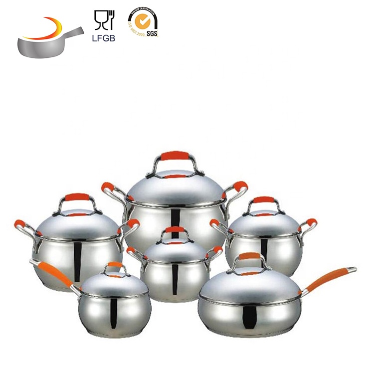 Capsule bottom 12pcs apple shape stainless steel hot pot casserole cookware set