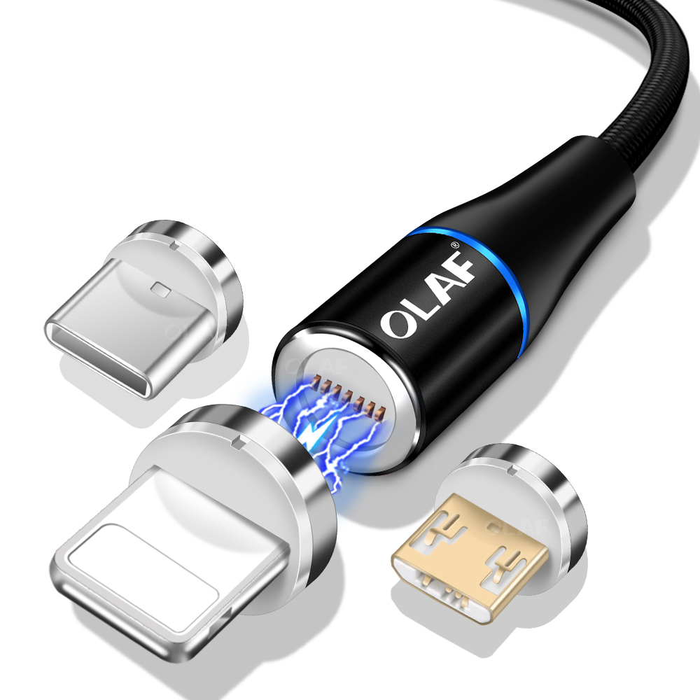 Бесплатный образец 1 м/2 м 360 градусов быстрый 3 в 1 Магнитный USB-кабель для зарядки светильника