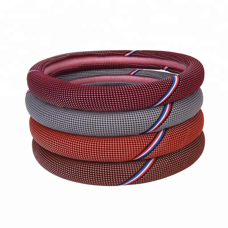 Anti-slilp car steering wheel cover size 38cm*8.2cm in marron grey red color for retail