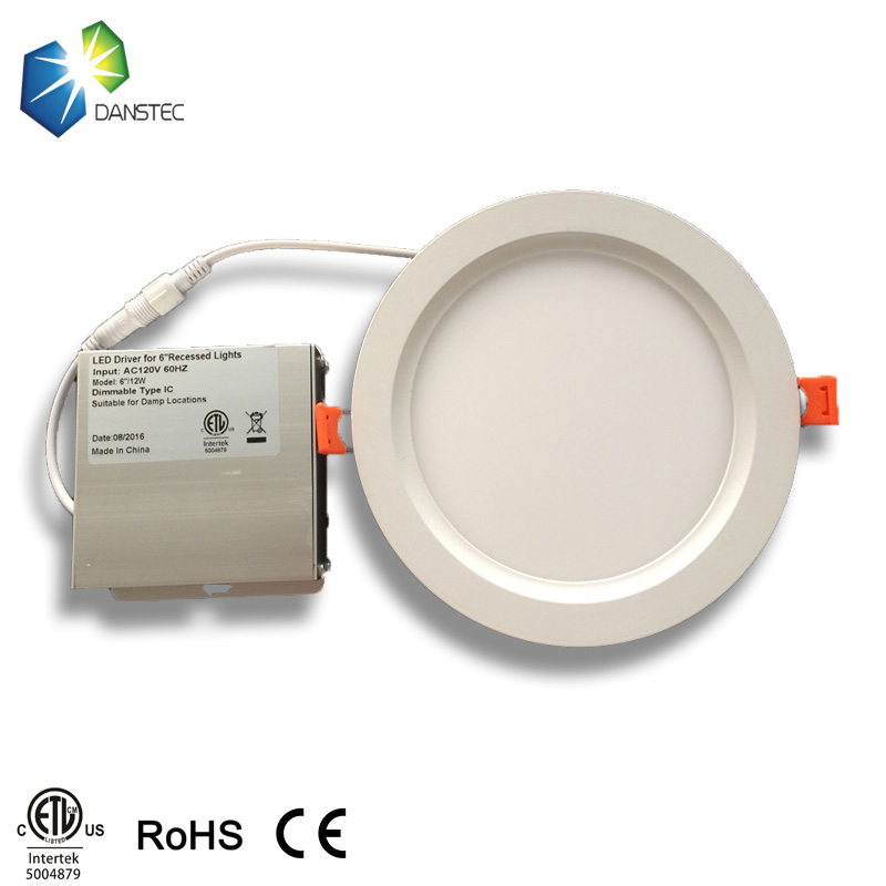 4 дюйма 9 Вт 6 дюймов 12 Вт 3cct 5cct SMD 2835 ETL(5004879) ультратонкие встраиваемые круглые алюминиевые светодиодные панели