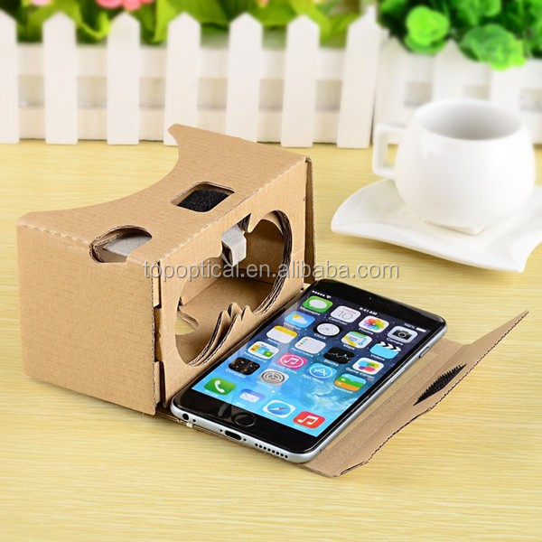 Картонные 3D очки виртуальной реальности V2.0 Google cardboard, картонный комплект 2015 с повязкой на голову, подходит для экрана 3,5-6 дюймов