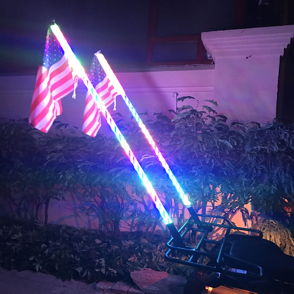 Pair 4' Twisted Extreme Dream dancing RGB whips Led Light for ATV UTV SXS RZR CAR