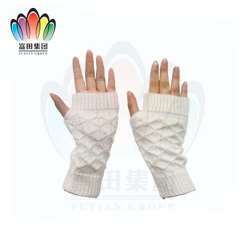 FT FASHION Lady Winter Knit Acrylic Fingerless Gloves Mittens Arm Warm