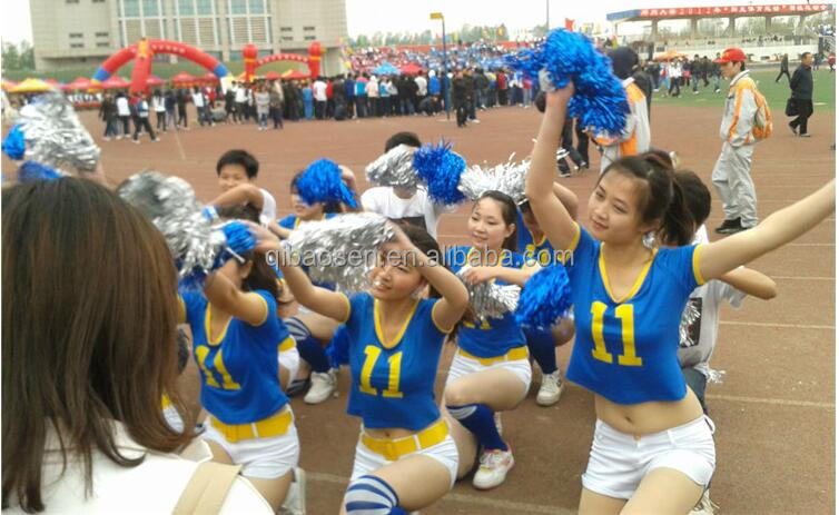 Custom Made Advertising Polyethylene Pompoms, cheerleaders pom poms for sports basket ball (001)