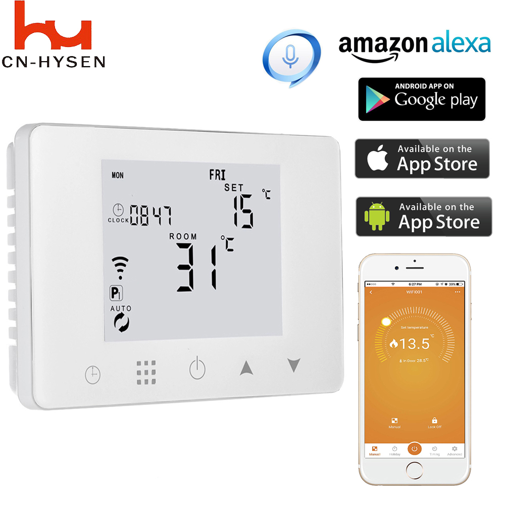 HY09BW-WIFI Smart life app Programmable boiler heating thermostat support multiple language work with Alexa, Google home