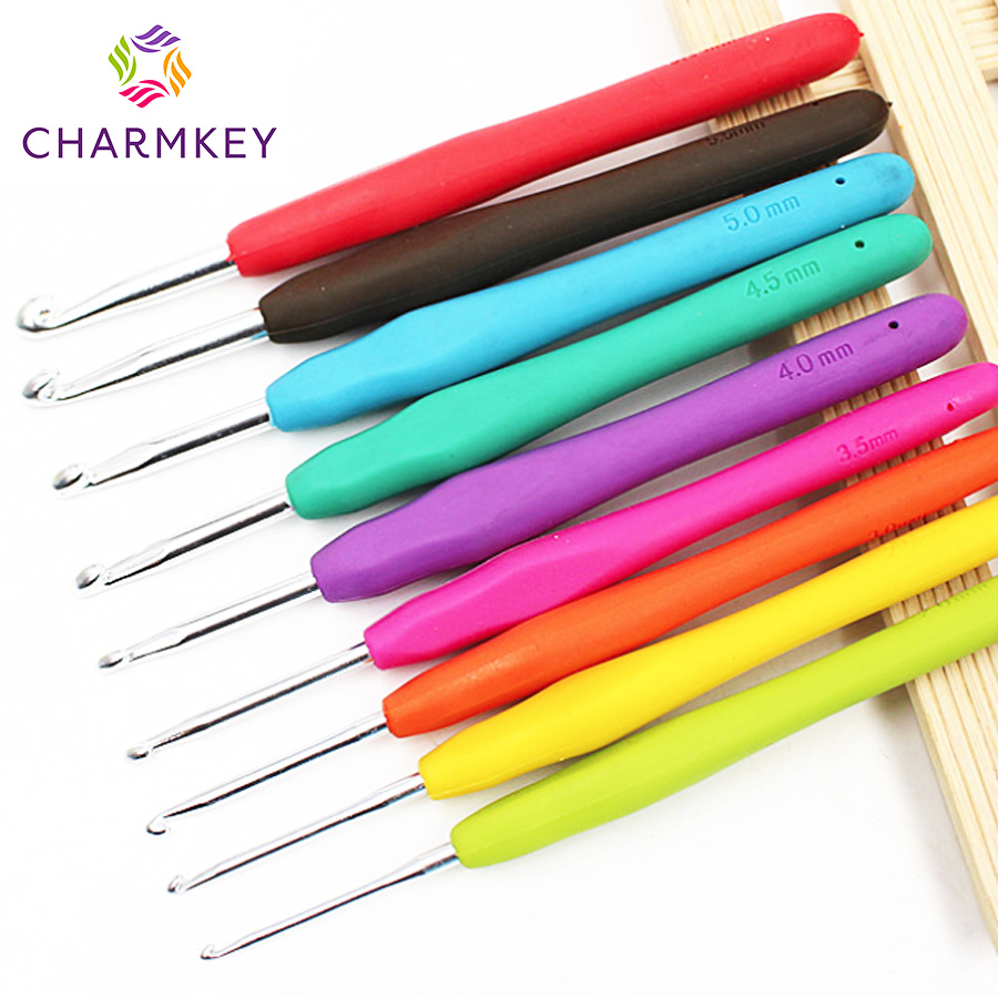 Charmkey крючком крюк набор TPR мягкая ручка алюминиевая игла для вязания крючком и ручного вязания