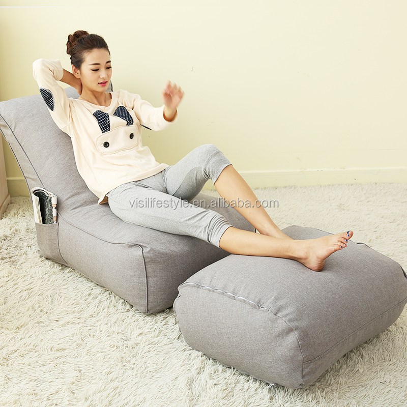 Кресло из искусственной кожи beanbag, кресло для отдыха с откидывающейся спинкой и подставкой для ног, наборы для гостиной