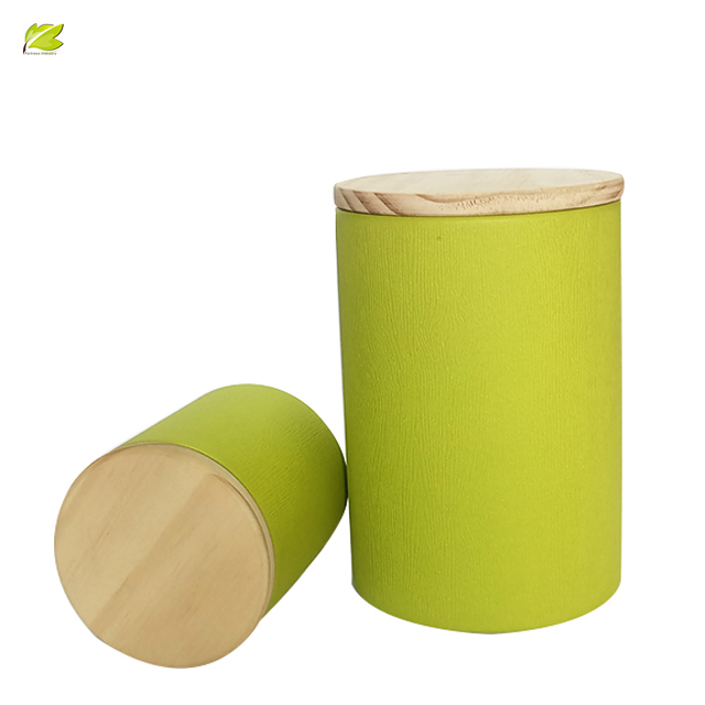 Colorful Printed Herbal Tea Packaging Food Cardboard Paper Tube With wooden Lid