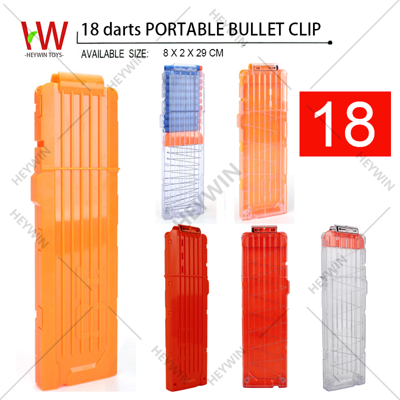 Soft Bullet Clips Magazine Clip 18 Bullets Ammo Cartridge Transparent Orange Dart EVA GUN Accessories of 18 Darts (HM22C)