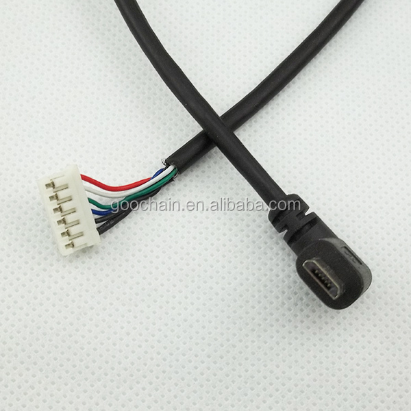 90 градусов под прямым углом Micro USB папа до 2,54 шаг 6 Pin Molex папа адаптер расширенный кабель
