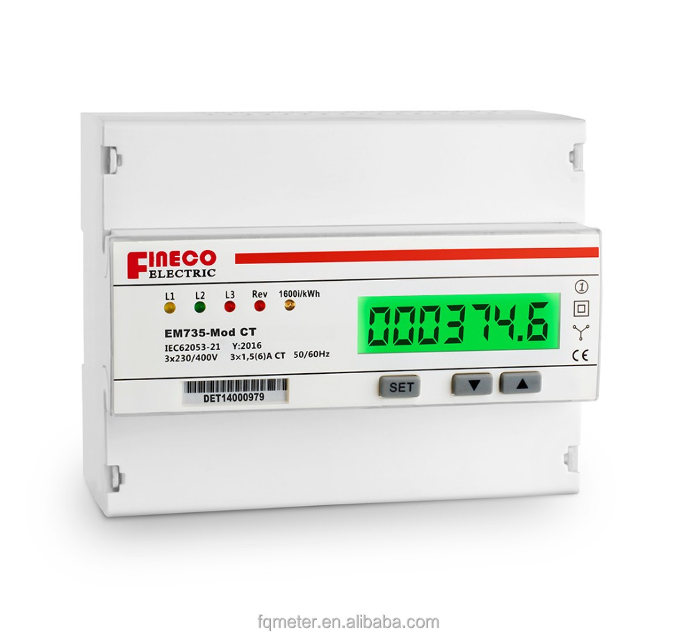 EM735-Mod CT 3*230/400V 1,5 (6)A 3-фазный интеллектуальный цифровой измеритель энергии кВт/ч