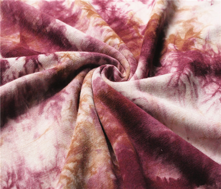 Proveedores chinos soft beautiful tie dye spandex fabric 95 polyester 5 spandex fabric colorful Tejido Crepe
