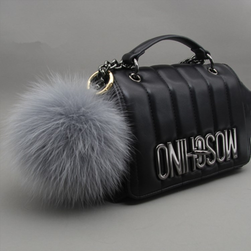 Кролик Мех животных pom poms поддельные Кролик Мех животных pom брелок одноцветное цвет Помпон Мяч ключи