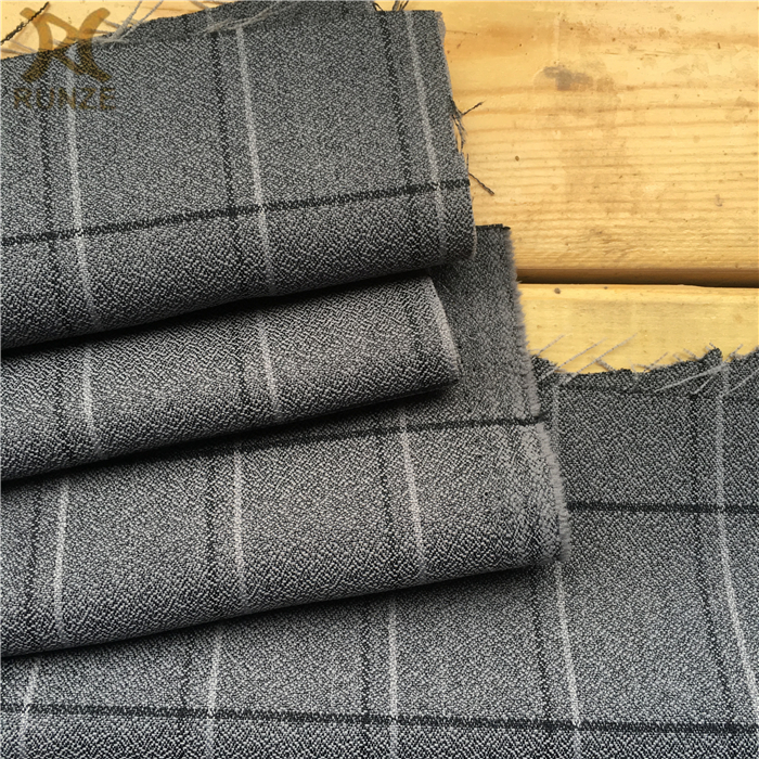 Imitated Moss Crepe Fabric 300D Polyester Cationic Big Black Line Checks Fabric For Outdoor Coat Women Men Jackets