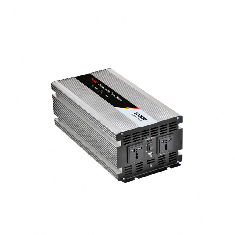 Pure sine wave 3000W UPS Inverter with Battery Charger, Cooling Fan and 2 Sockets, 10A Charge Current Three Stages