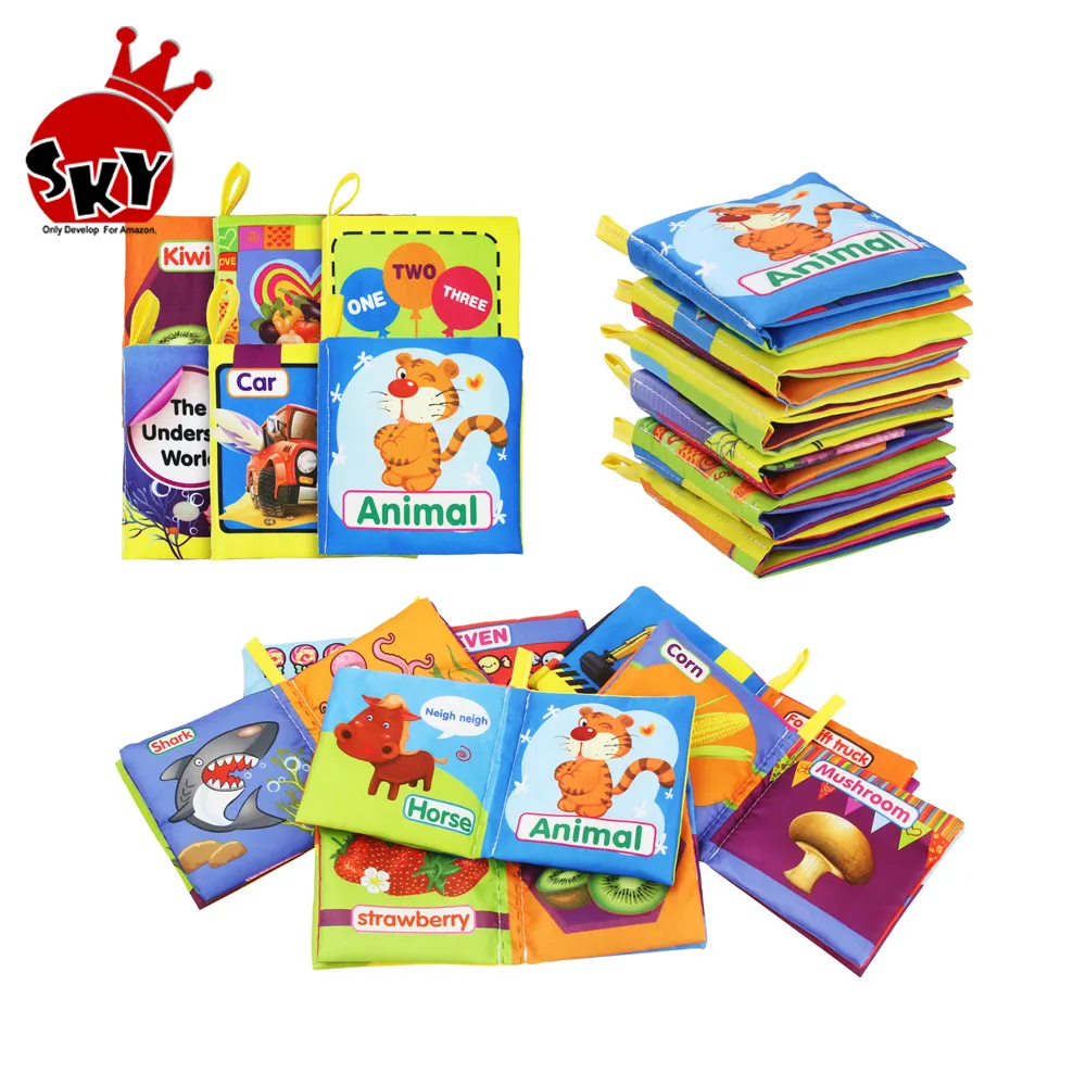 Early Educational  Games Toy Baby Shower Bath English Cartoon baby cloth book Gifts for kids