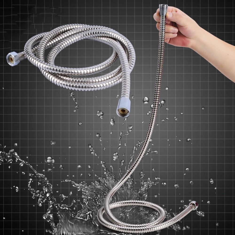 New 2m Standard Fleible Stainless Steel Chrome Shower Head Bathroom Hose Pipe hot selling Hot Search