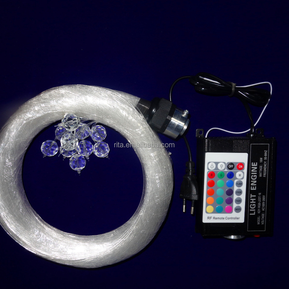 16 Вт RF RGB двигатель + смешанный диаметр led звезда потолок оптического волокна комплект; 150 шт 0,75 мм + 80 шт 1,0 мм + 8 шт 1,5 мм 3 м длиной