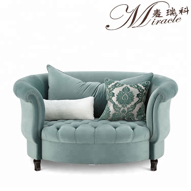Круглый Антикварный стиль отель товар ткань диван chesterfield tufted круглый диван