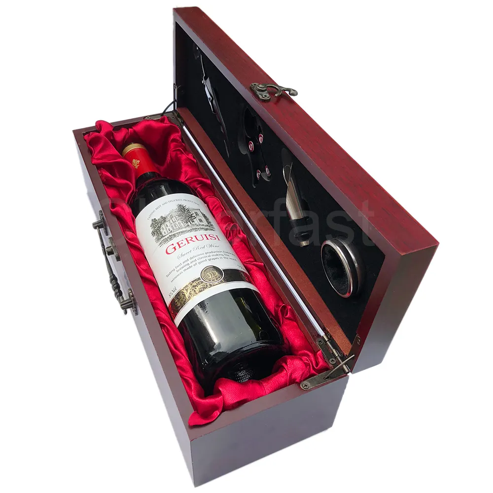 Fashional Red MDF Wooden Single Bottle Personalised Wooden Wine Box