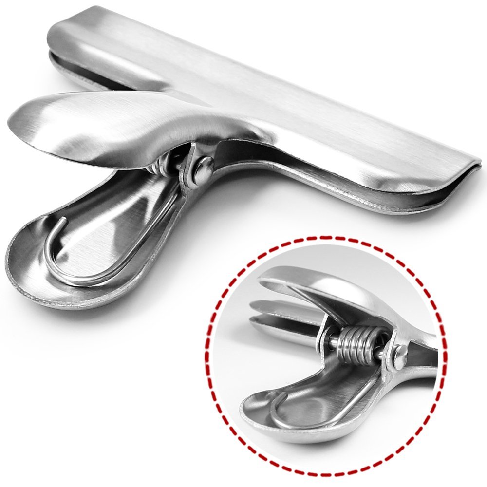 Heavy duty novelty kitchen bread metal food bag clips stainless steel