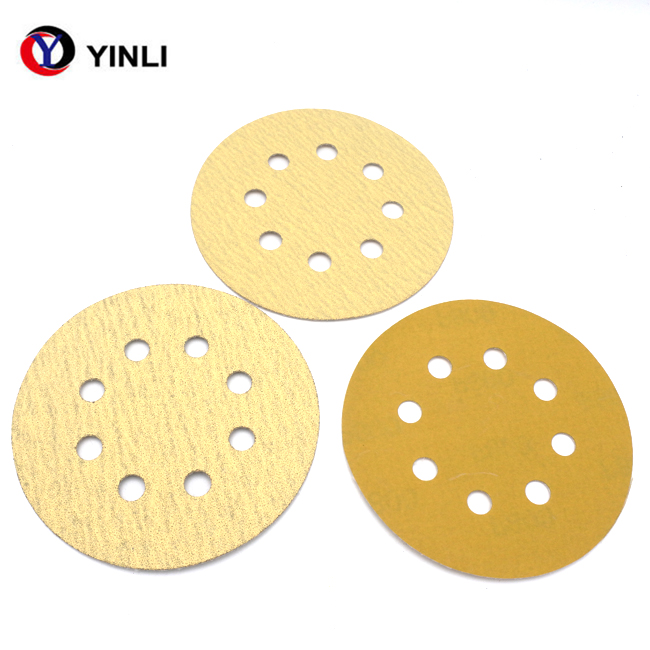 P150 125mm car polishing Round Paper sand Disc Yellow Abrasive Disc with hook and loop